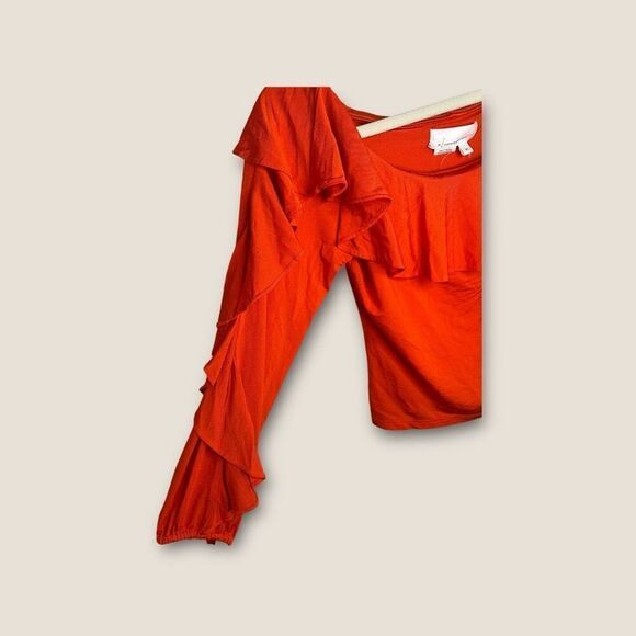 By Anthropologie Off The Shoulder Ruffle Top Red Size XS - Picture 7 of 9